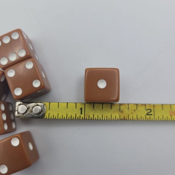 6 Small Brown Dice Gaming Replacement Pieces Cube Lot Six Sided Dicecapades - Picture 4 of 7